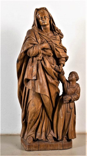 Sainte Anne et la Vierge Enfant - école française du XVIIe - Sculpture Style Louis XIV